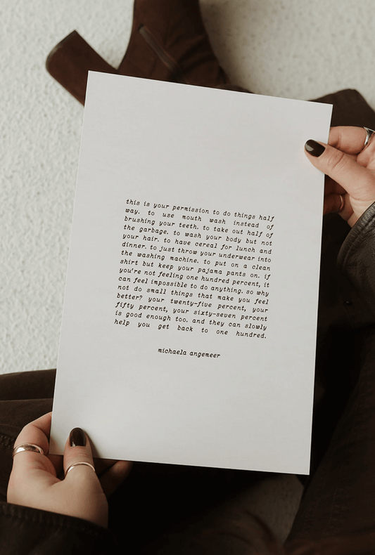 this is your permission white pitter patter shop poetry art print by michaela angemeer