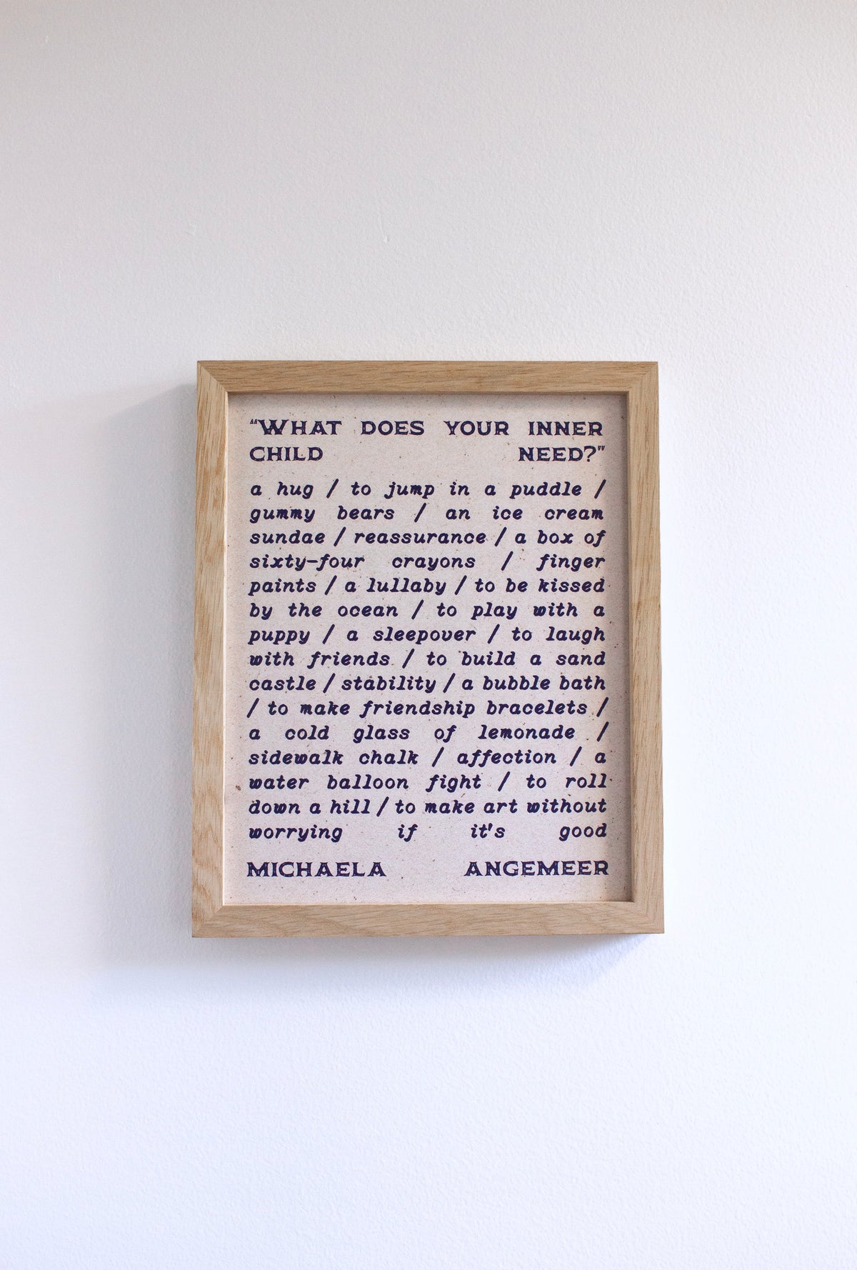 What Does Your Inner Child Need Poetry Print