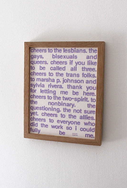 Cheers To The Queers Poetry Print