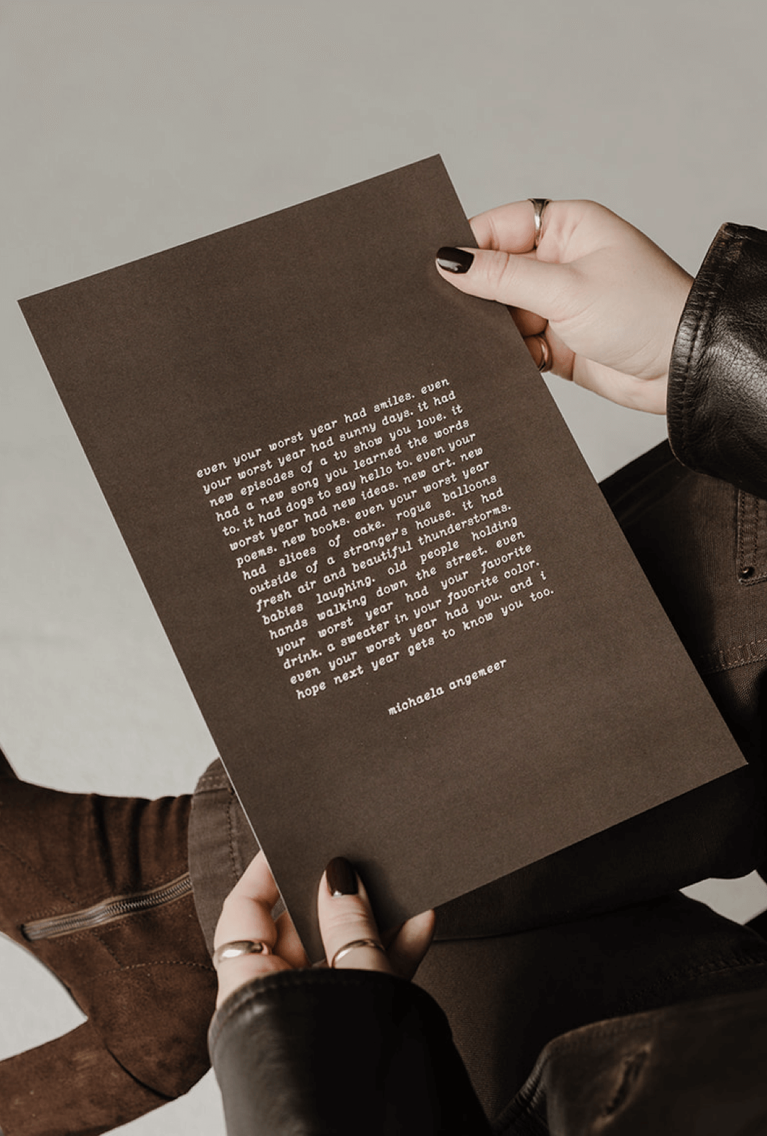 even your worst year brown pitter patter shop poetry art print by michaela angemeer