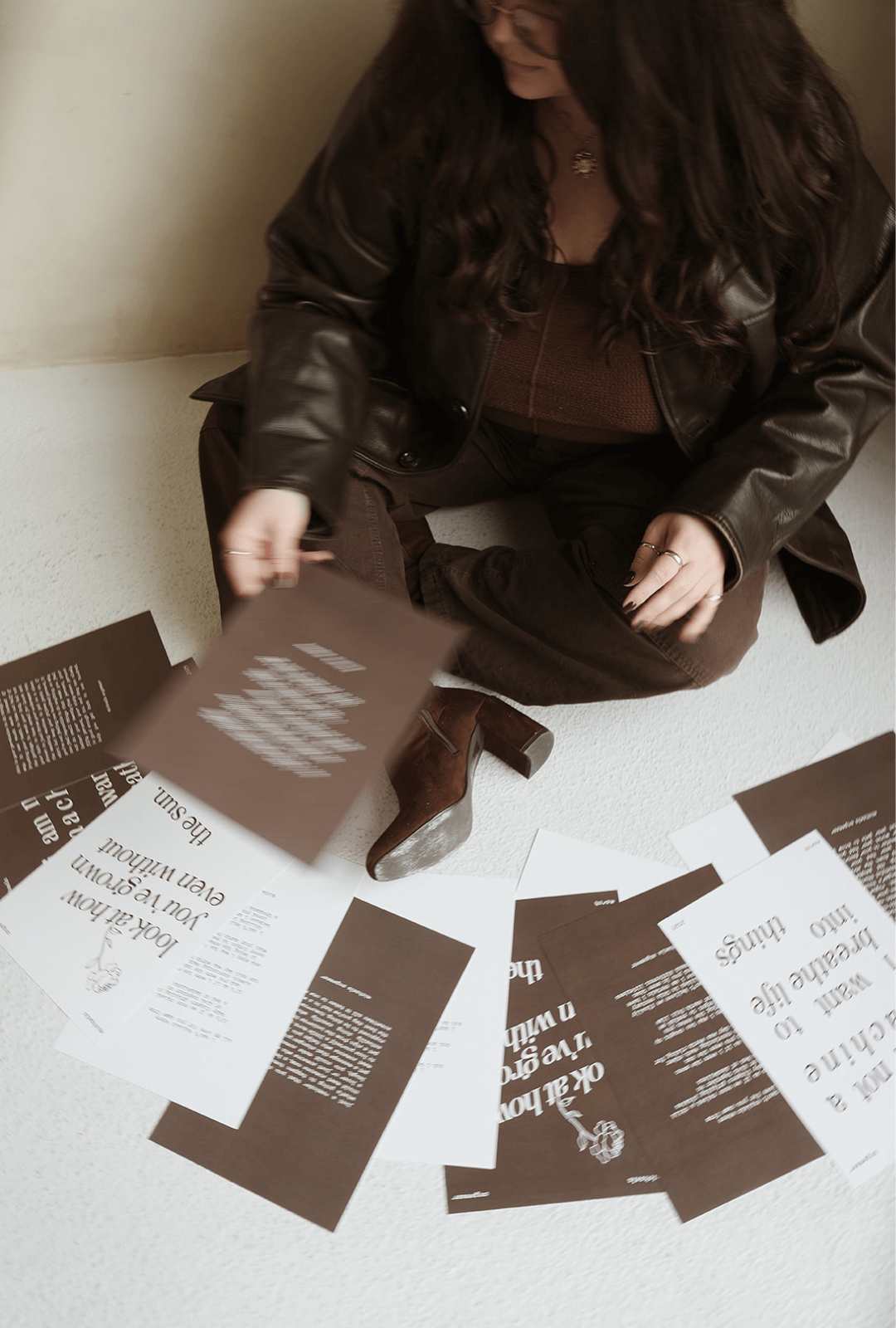pitter patter poetry art print shop by michaela angemeer photo of many brown and white prints