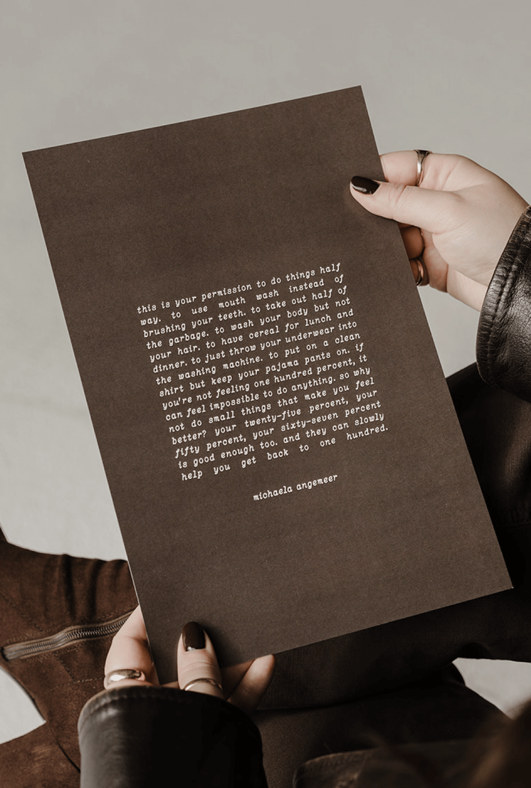 this is your permission brown pitter patter shop poetry art print by michaela angemeer