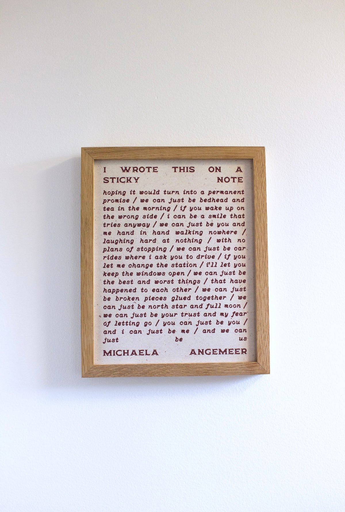 We Can Just Be Us Poetry Print